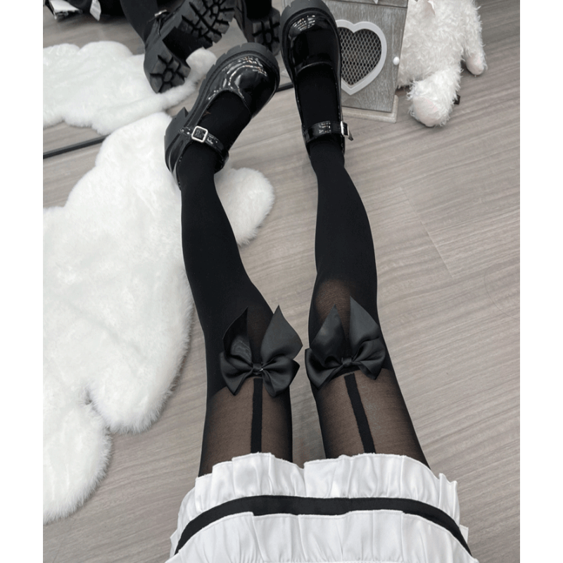 Satin Bow Lolita Lace Tights