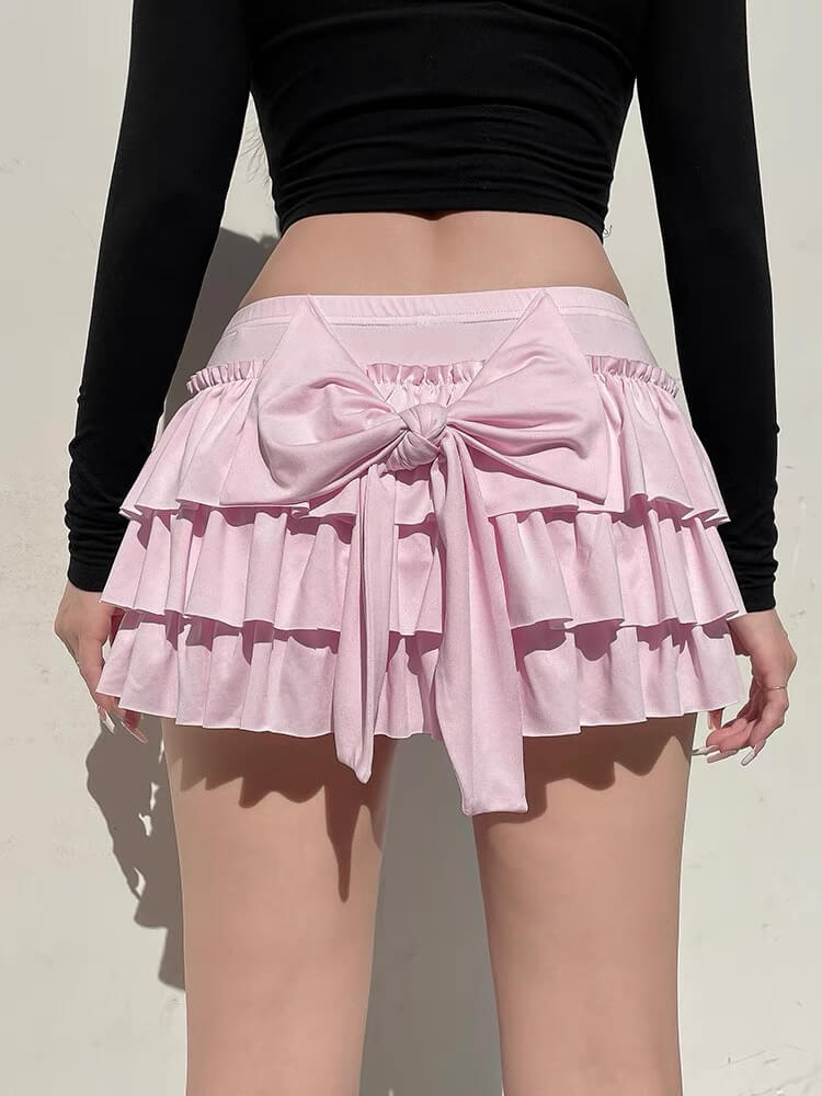 Sweetheart Pink Bow Layered Skirt