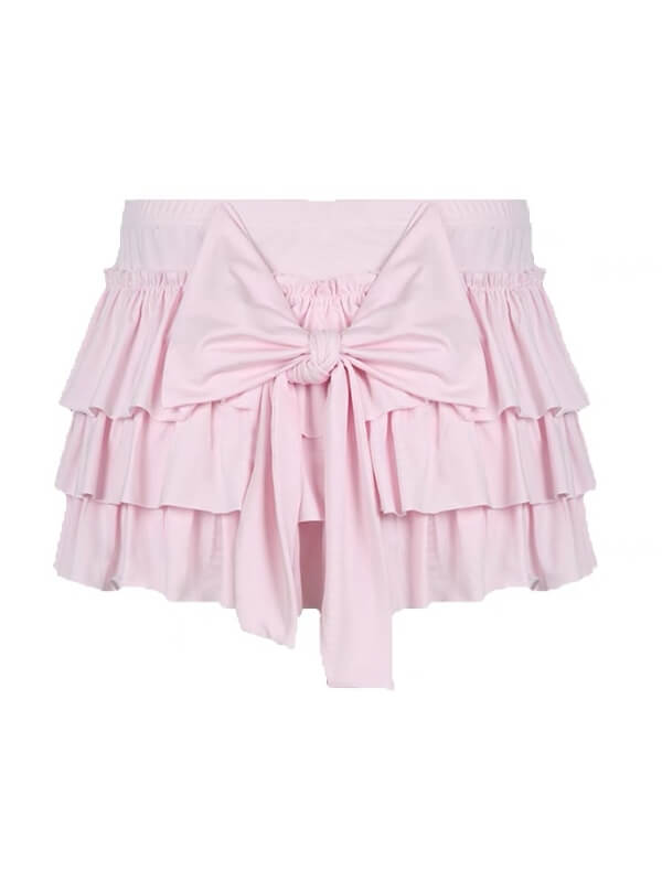 Sweetheart Pink Bow Layered Skirt