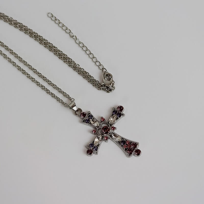 Pink Diamond Cross Necklace