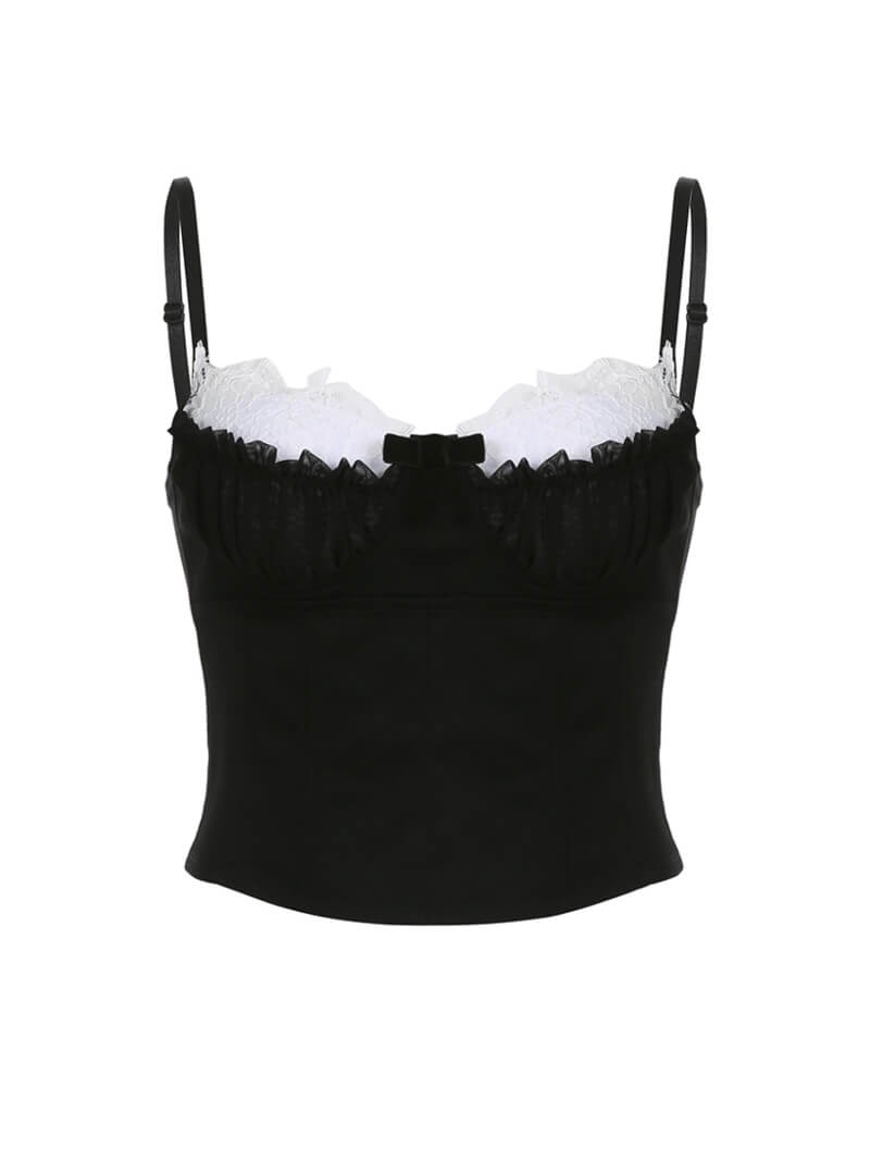 Black with White Lace Camisole