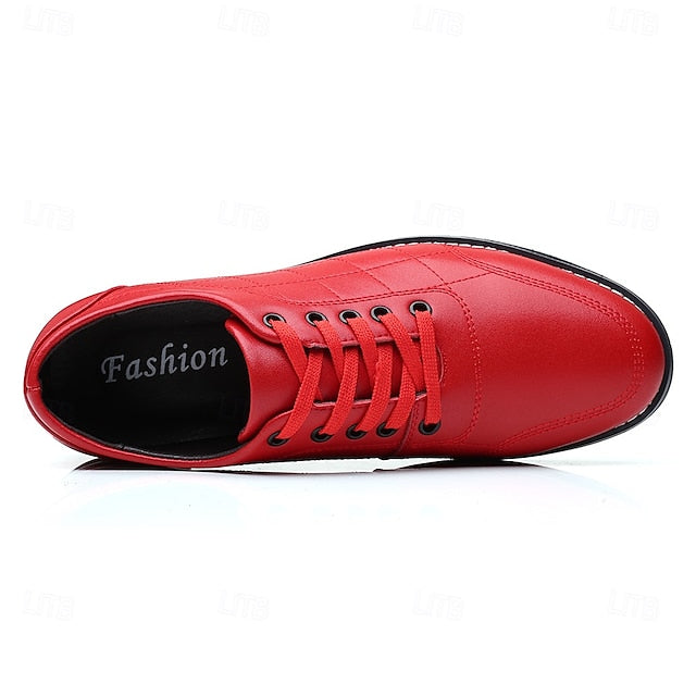 Stylish Leather Sneakers Faux Blue Quilted Lace-Up Men's -