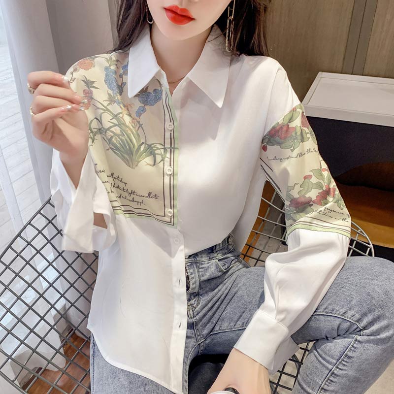 Sweet Floral Loose Lapel Shirt