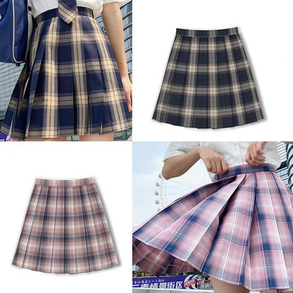 Plaid Print Pleated Skirt Bow Tie Set