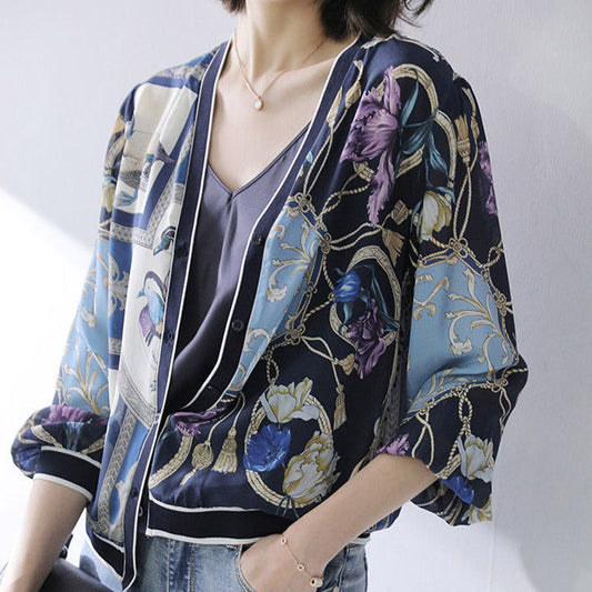 Retro Blue Bird Printed Shirt