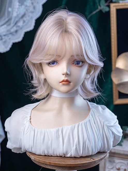 Bangs Light Curtain Length Wig 35CM Pink With Short
