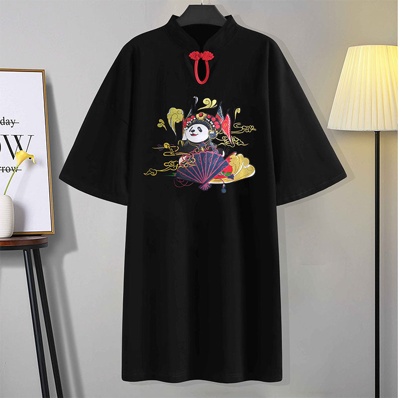 Vintage Panda Cheongsam Dress Family Matching T-Shirt