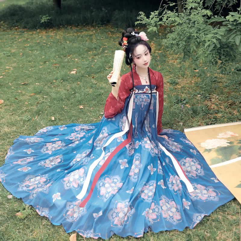 Hanfu Vintage Flower Print Set