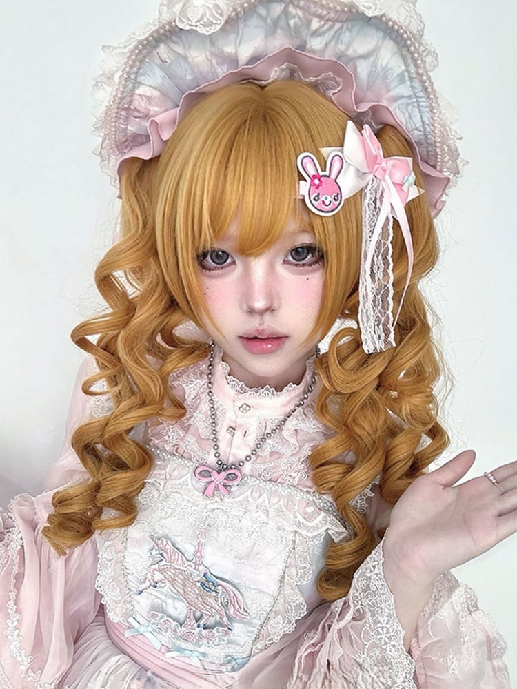 30CM With Length Yellow Clips Ponytail Synthetic Wig Double Claw