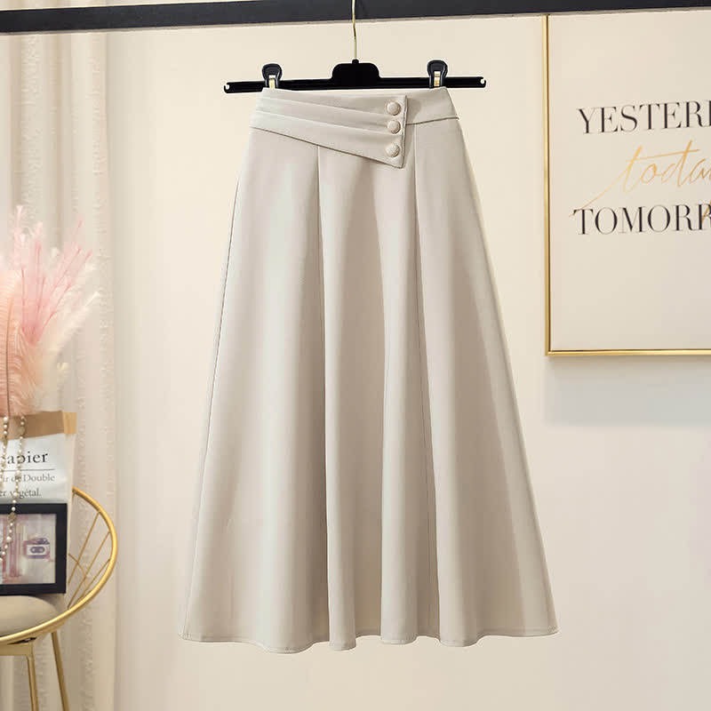 Elegant Button Front Skirt