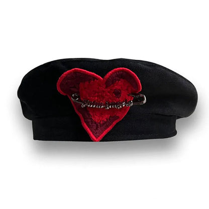 Elegant Black Heart Beret