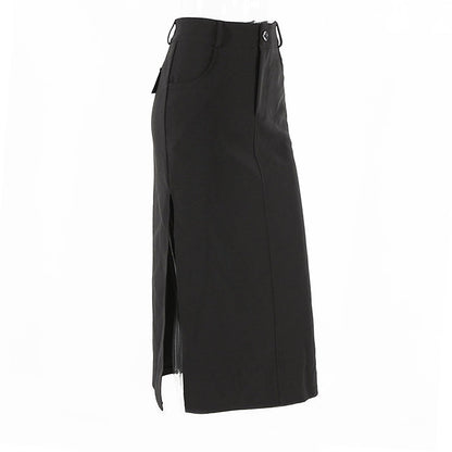 Dark Black Aesthetic Long Skirt