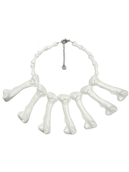 Halloween White Gothic Punk Bones Necklace