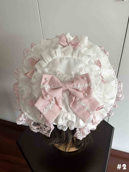 Pink Lolita Hat Bows Decorated Sweet