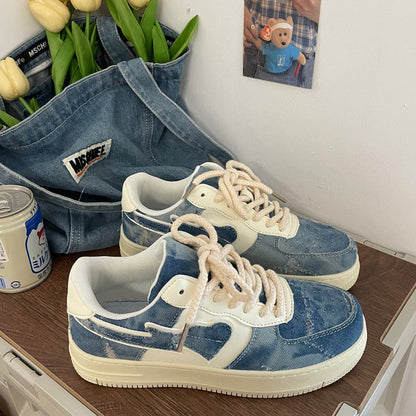 Denim Heart Aesthetic Sneakers