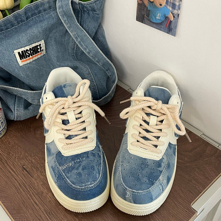 Denim Heart Aesthetic Sneakers