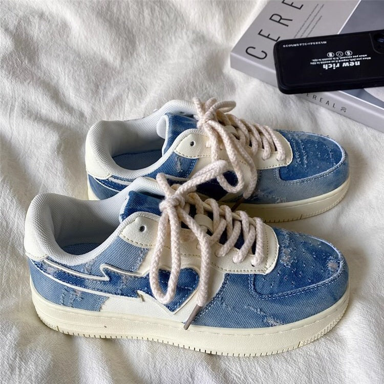 Denim Heart Aesthetic Sneakers