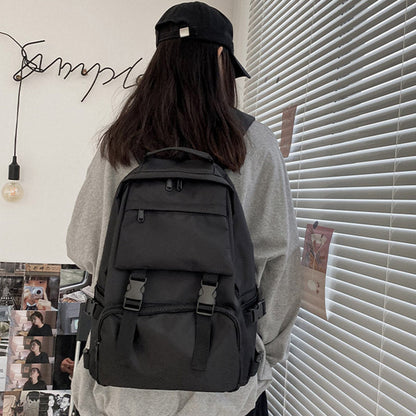 Casual Black Pure Color Casual Backpack