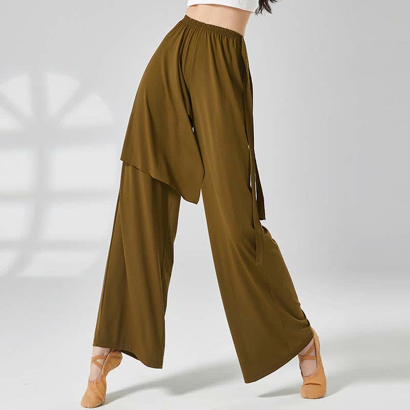 Flowy Lace Up Wide Leg Casual Pants