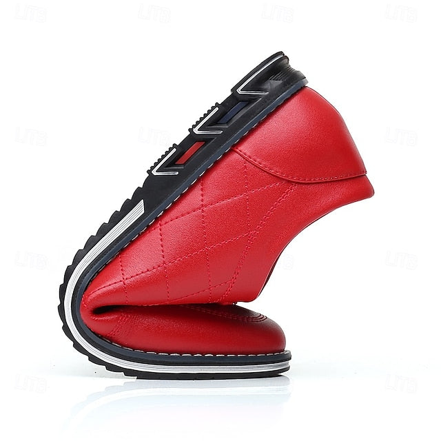 Stylish Leather Sneakers Faux Blue Quilted Lace-Up Men's -