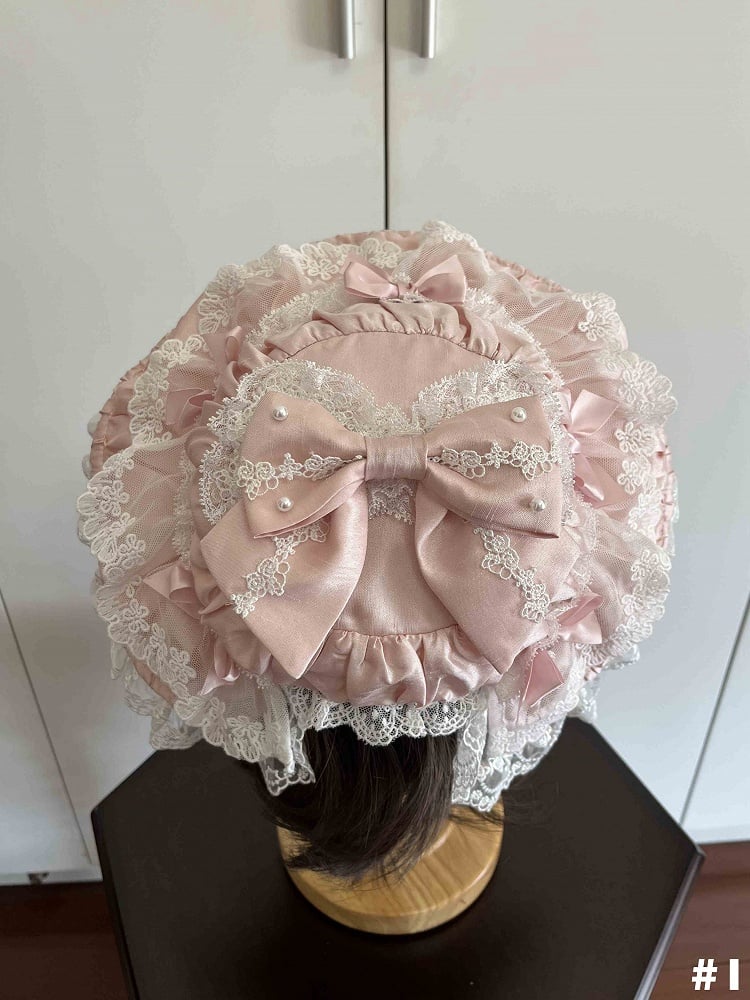 Pink Lolita Hat Bows Decorated Sweet