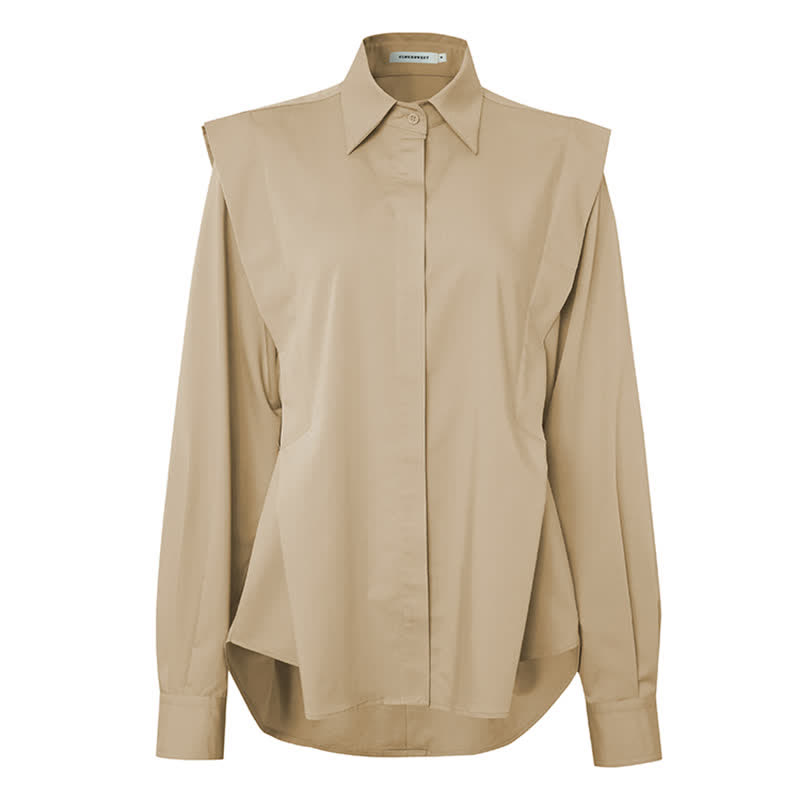 Elegant Lapel Long Sleeve Shirt Workwear