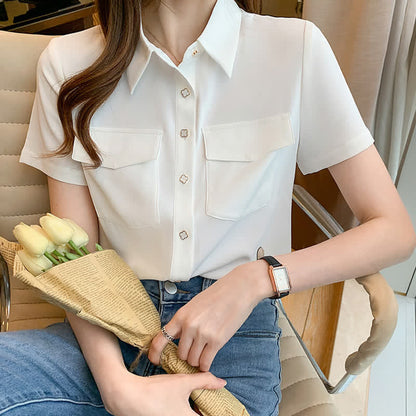 White Double Pockets Shirt