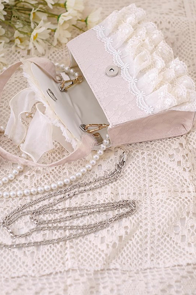 Bowknot Lace Pearl Chain Crossbody Bag