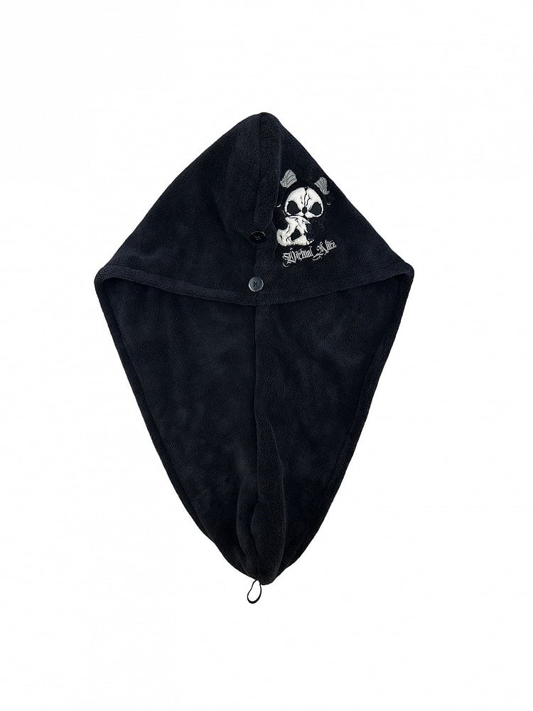 Grim Reaper Drying Gothic and Black White Towel Hair Wrap