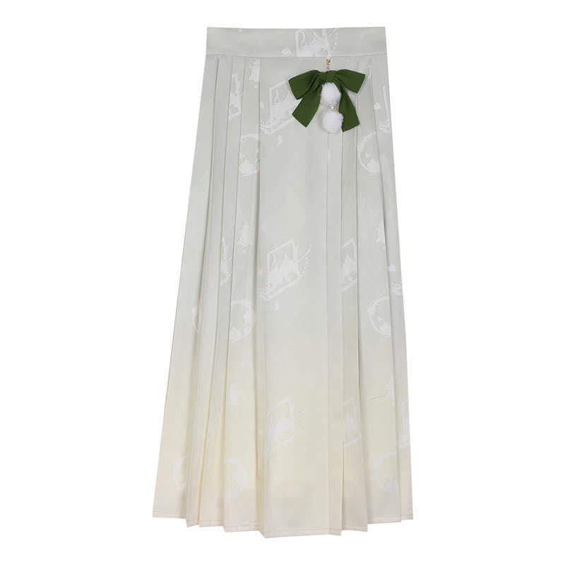 Vintage Vest Chiffon T-Shirt Pleated Skirt