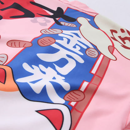 Cardigan imprimé lettre Lucky Cat Kimono Vêtements d'extérieur