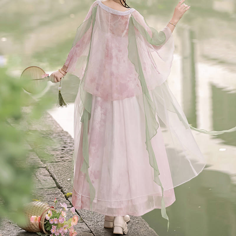 Floral Mesh Dress Hanfu Costume