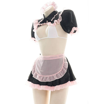 Cute Pink Lace Maid Lingerie Set