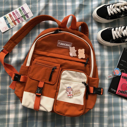 Stylish Color Block College Style Backpack