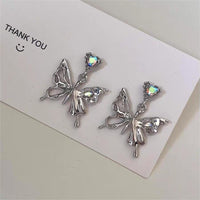 Crystal Inlaid Dangling Butterfly Earrings Wonderland Case