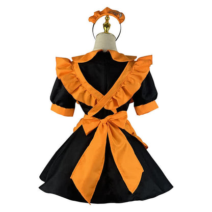 Kawaii Pumpkin Bat Embroidery Doll Collar Maid Dress