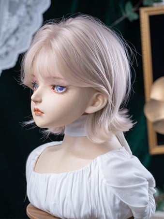 Bangs Light Curtain Length Wig 35CM Pink With Short