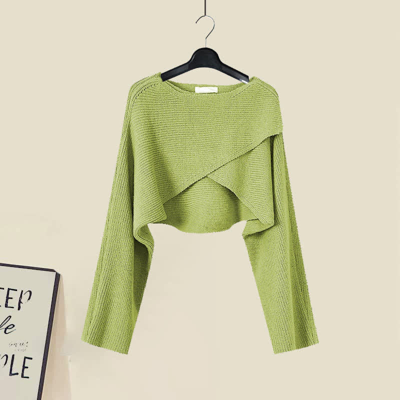 Green Cross Knit Crop Sweater A-line Slip Dress Wonderland Case Green Cross Knit Crop Sweater A-line Slip Dress Wonderland Case