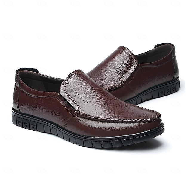 Cowhide Black with Men's Slip-On Premium Loafers Decorative