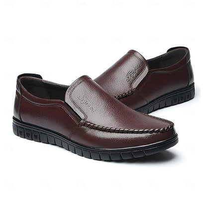 Cowhide Black with Men's Slip-On Premium Loafers Decorative