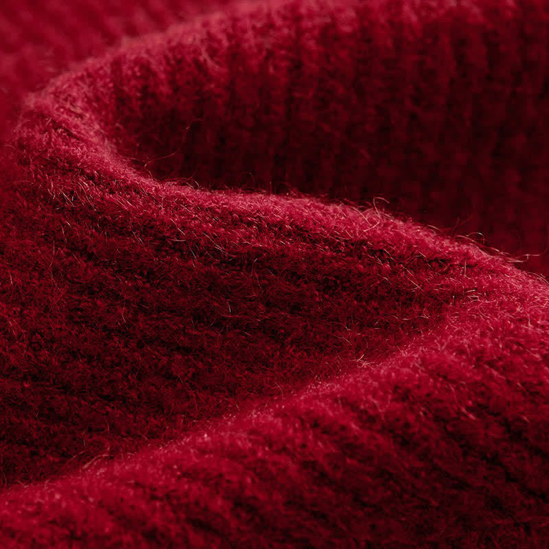 Cross Knit Sweater Turtleneck Shirt Vintage Dragon Pattern Split Pants