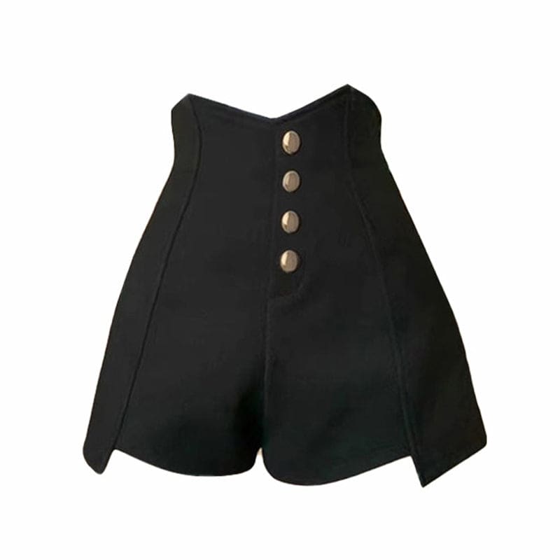 Elegant V-neck Flouncing Shirt High Waist Shorts