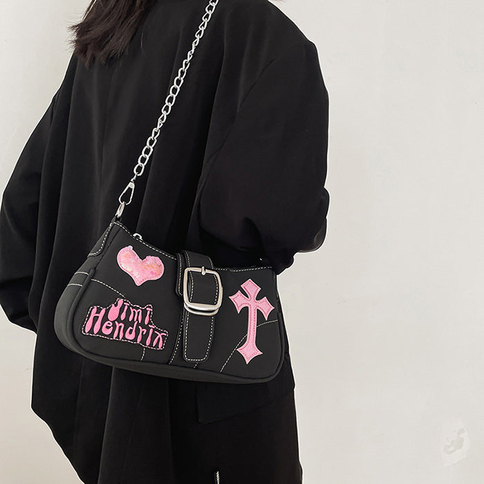 Heart Cross Baguette Bag