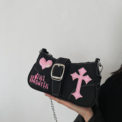 Heart Cross Baguette Bag