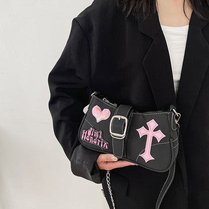 Heart Cross Baguette Bag