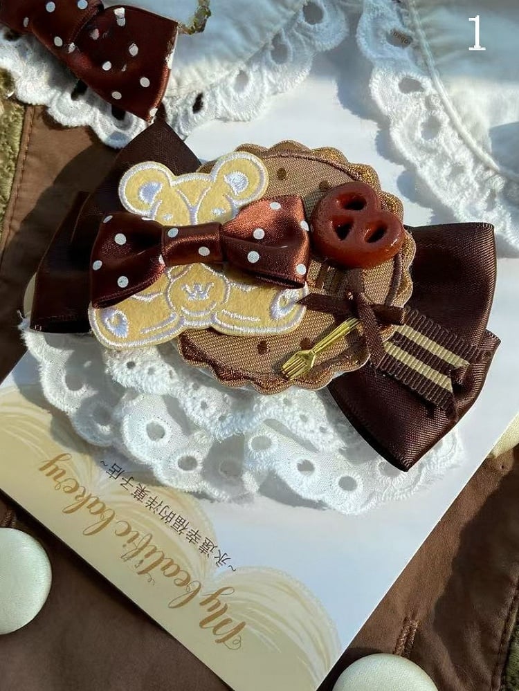 Cookie Options 2 Hairclip Applique Bear Bowknot