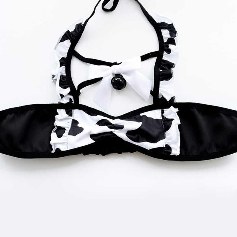 Sexy Maid Cow Print Lingerie Suit