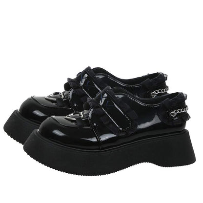 Black Platform Lace Lolita Mary Janes Shoes