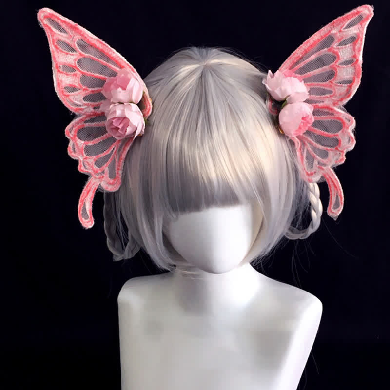 Pince à cheveux élégante en forme de papillon et de rose, accessoire pour cheveux d'Halloween