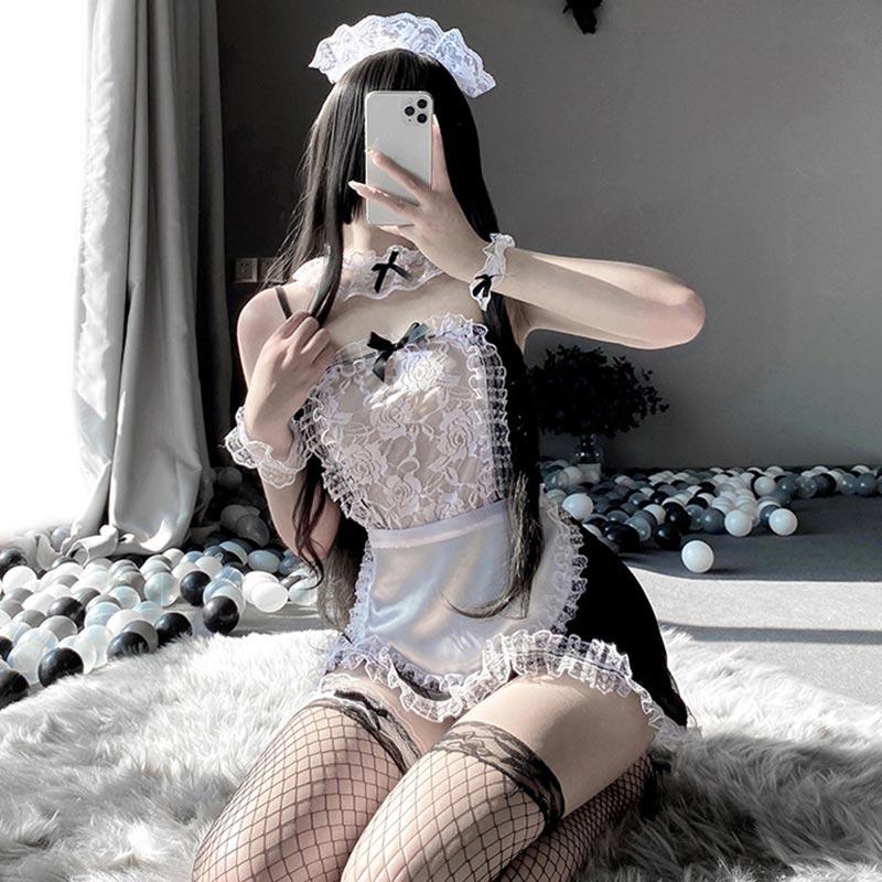 Kawaii Black Sexy Maid Lingerie Dress